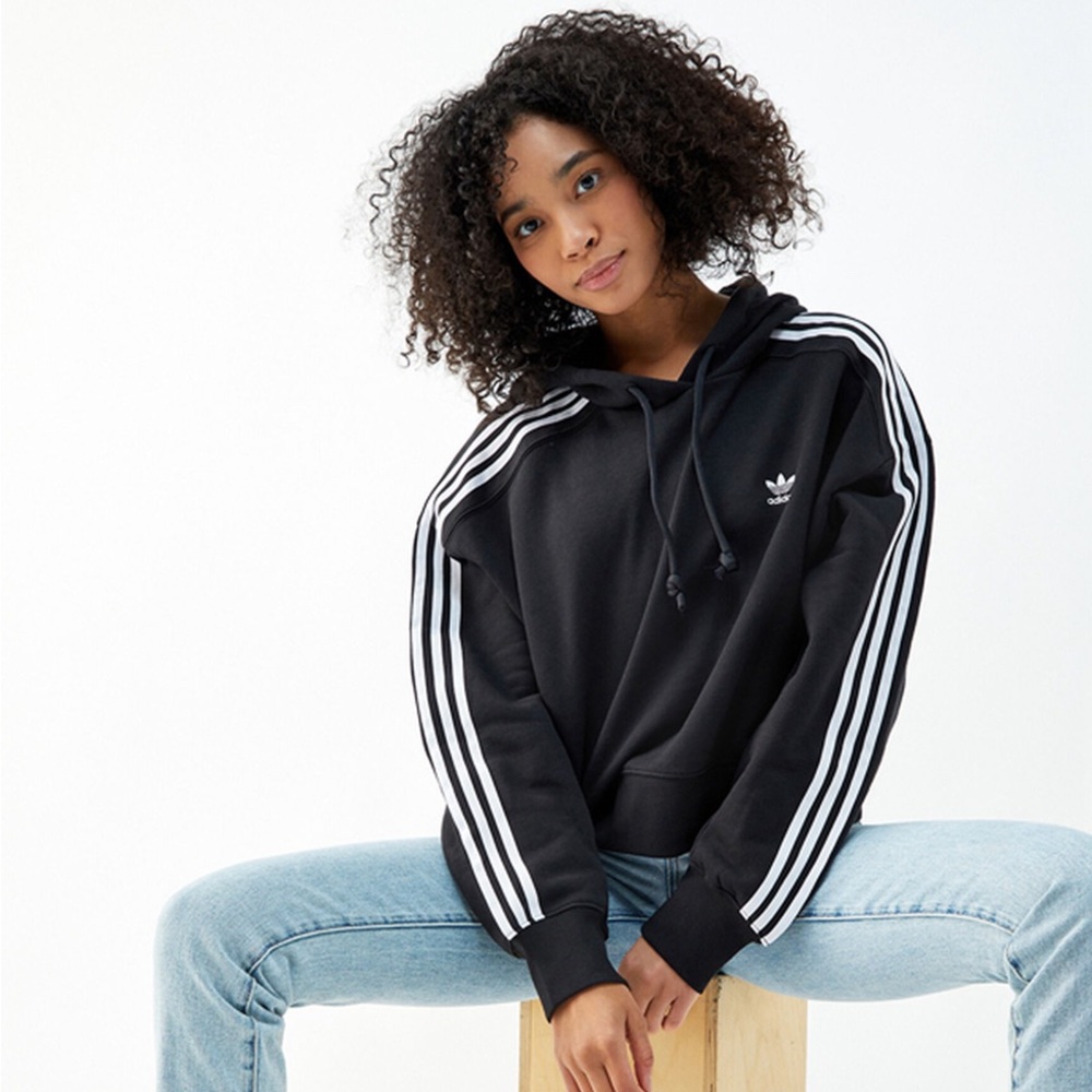 Adidas Long Sleeve Cropped Hoodie Black Sweatshirt Women’s